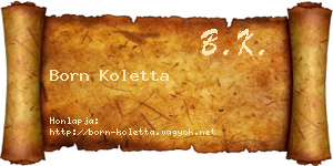 Born Koletta névjegykártya